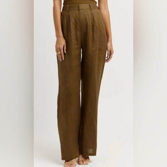 DISSH Norah Olive Linen Pant Size 4 - Picture 10 of 15